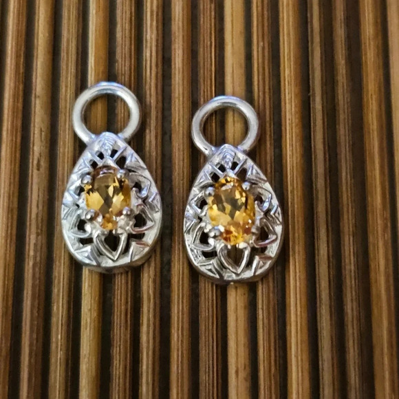 Sterling Silver Citrine & Topaz Pendant-Petite Signed Thailand CNA - Picture 4 of 7